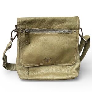 Vintage Fossil Hanover Leather Crossbody Purse Bag Green Olive Leather